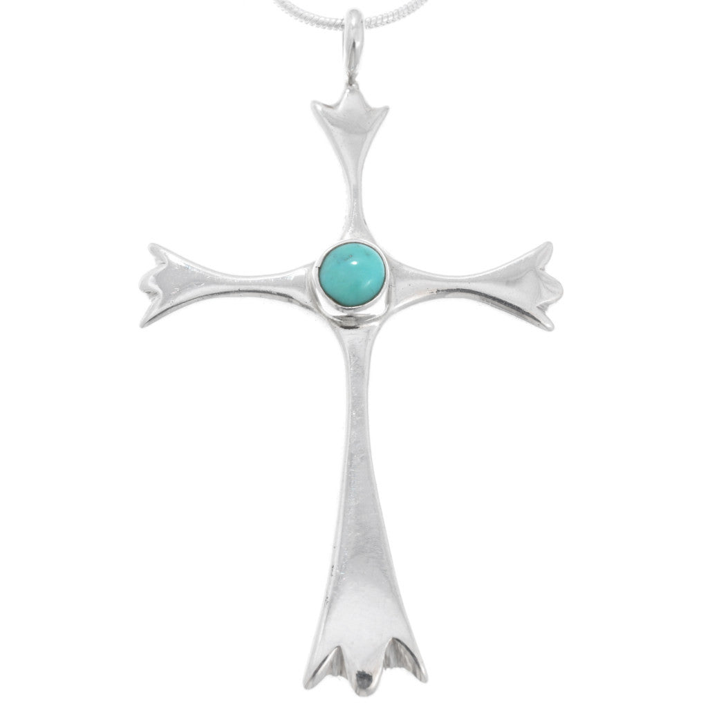 Southwestern Turquoise Cross Necklace - Sterling Silver
