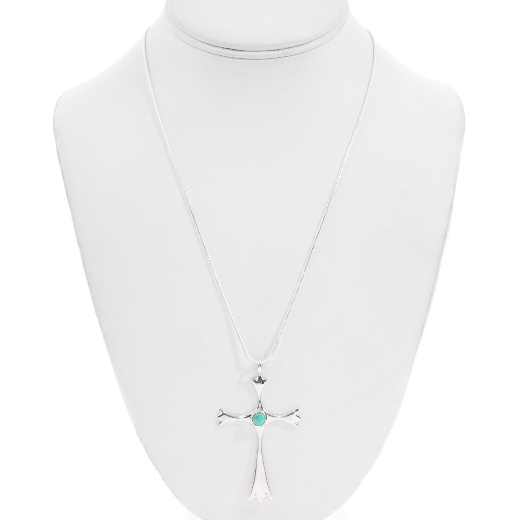 Southwestern Turquoise Cross Necklace - Sterling Silver