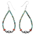 Southwestern Turquoise & Coral Teardrop Earrings