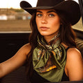 Olive Tone Paisley Wild Rag / Scarf 35X35"