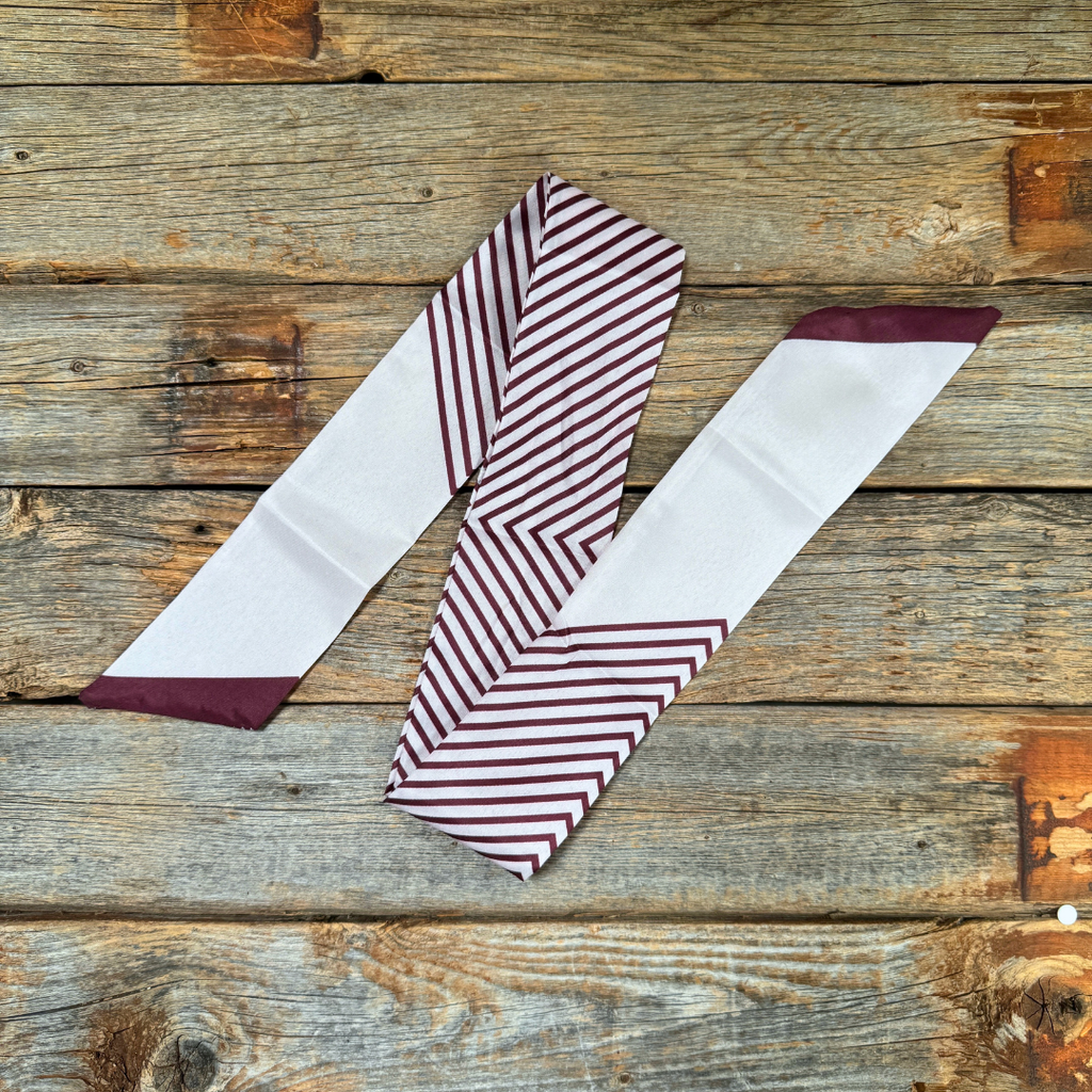 Burgundy and Cream Western Skinny Mini Wild Rag Scarf / Cowgirl Necktie