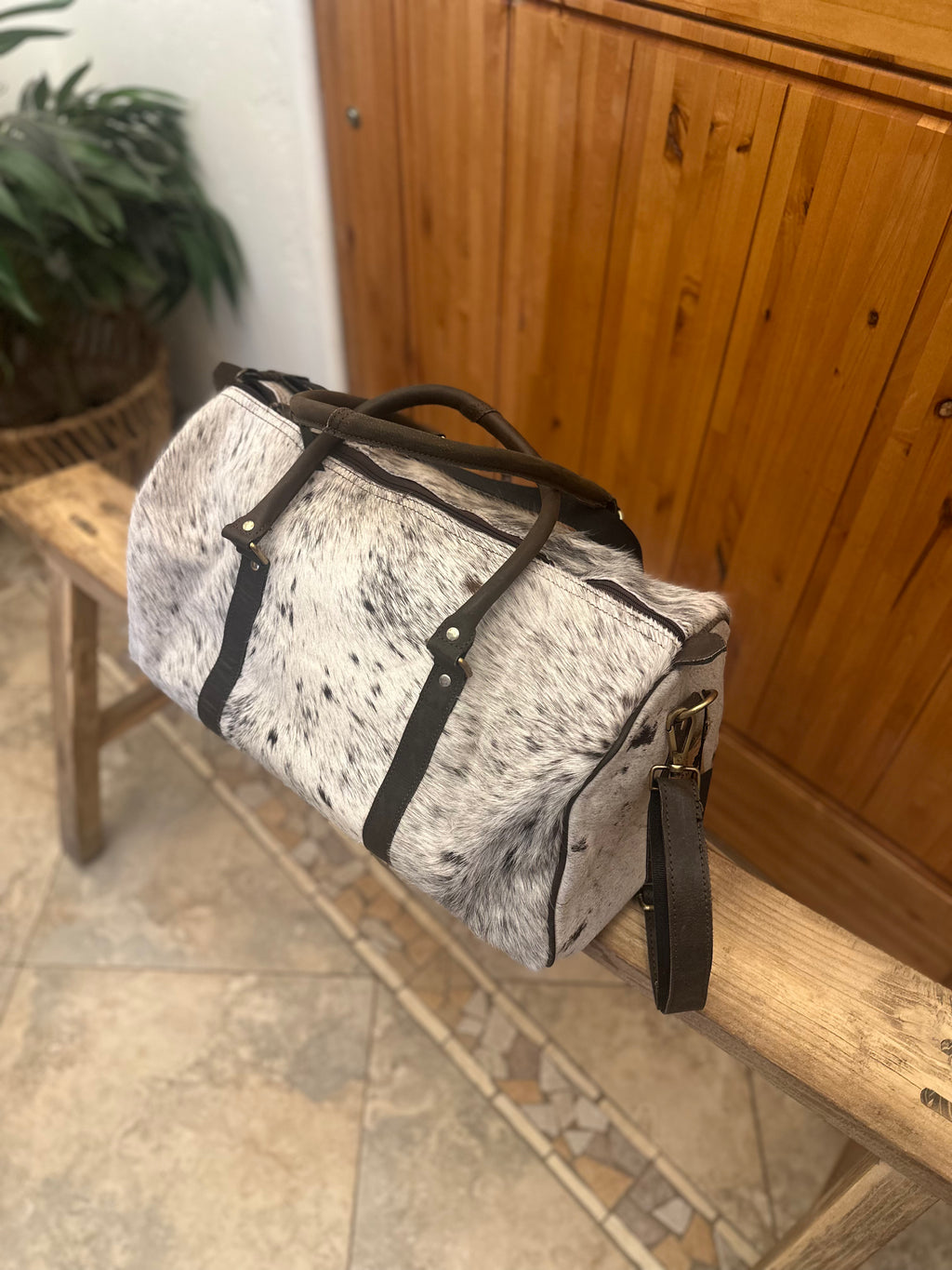 Genuine Cowhide Leather Duffel Bag - Travel Bag