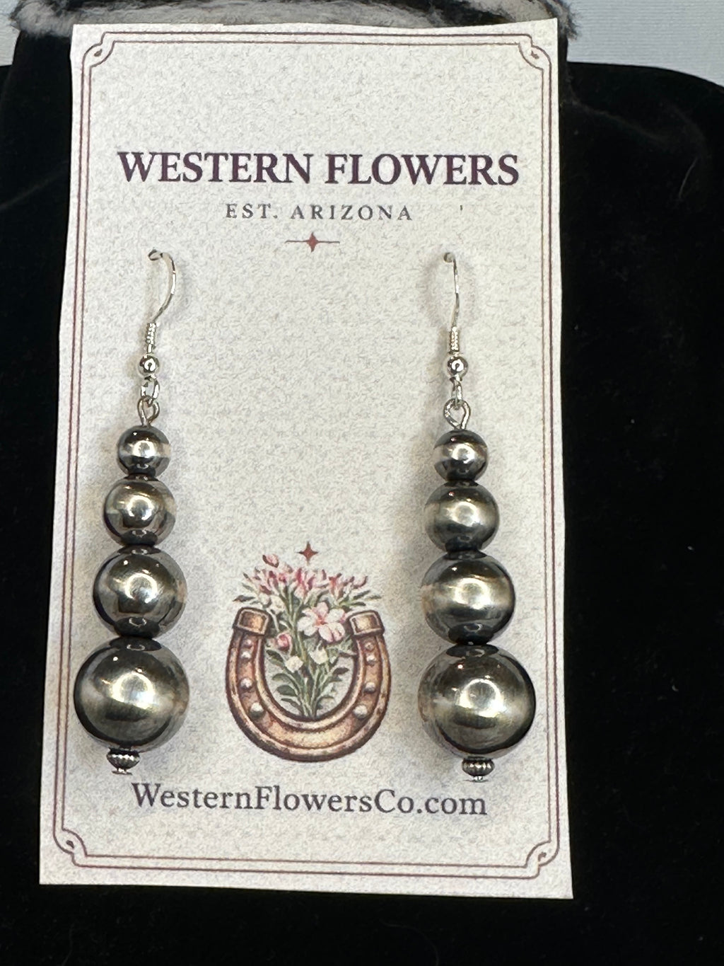 Navajo Antiqued Silver Bead Dangle Earrings