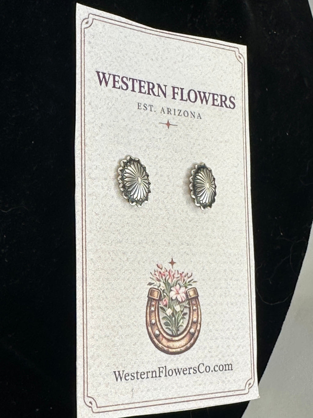 Navajo Petite Sterling Silver Concho Stud Earrings