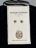 Zuni Sunface Inlay Earrings - Sterling Silver & Turquoise
