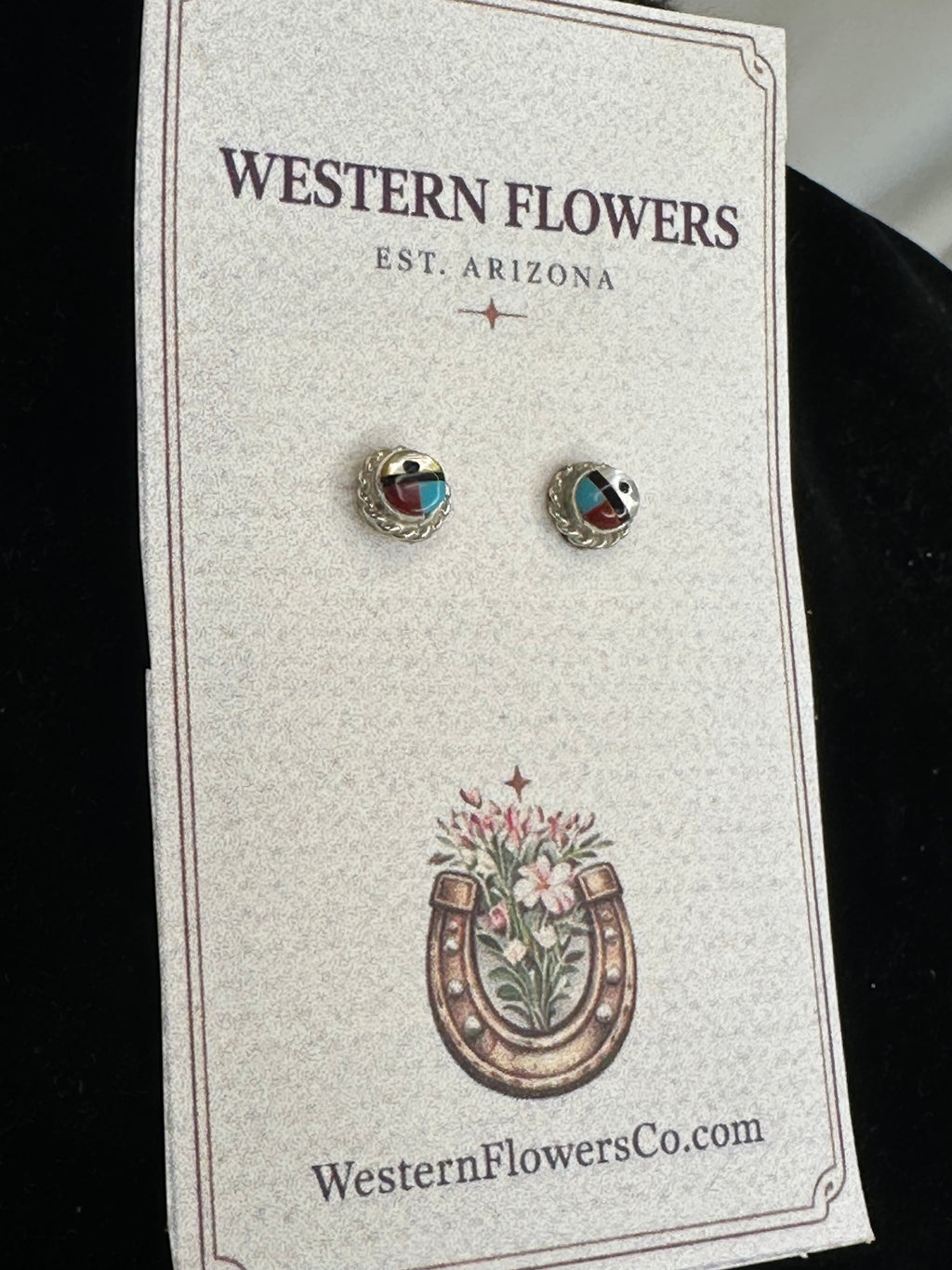 Zuni Sunface Inlay Earrings - Sterling Silver & Turquoise