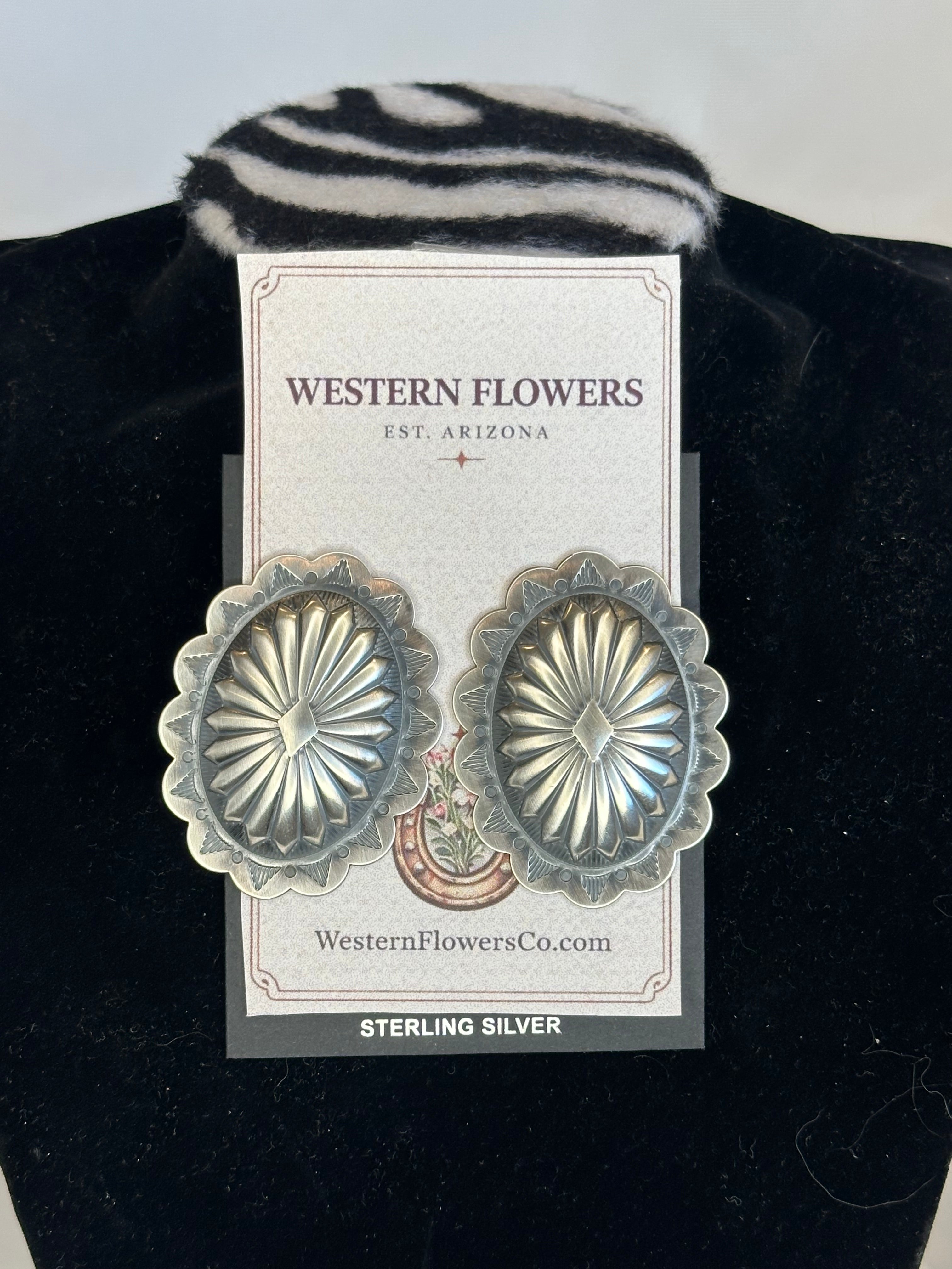 Navajo Sterling Silver Concho Post Earrings