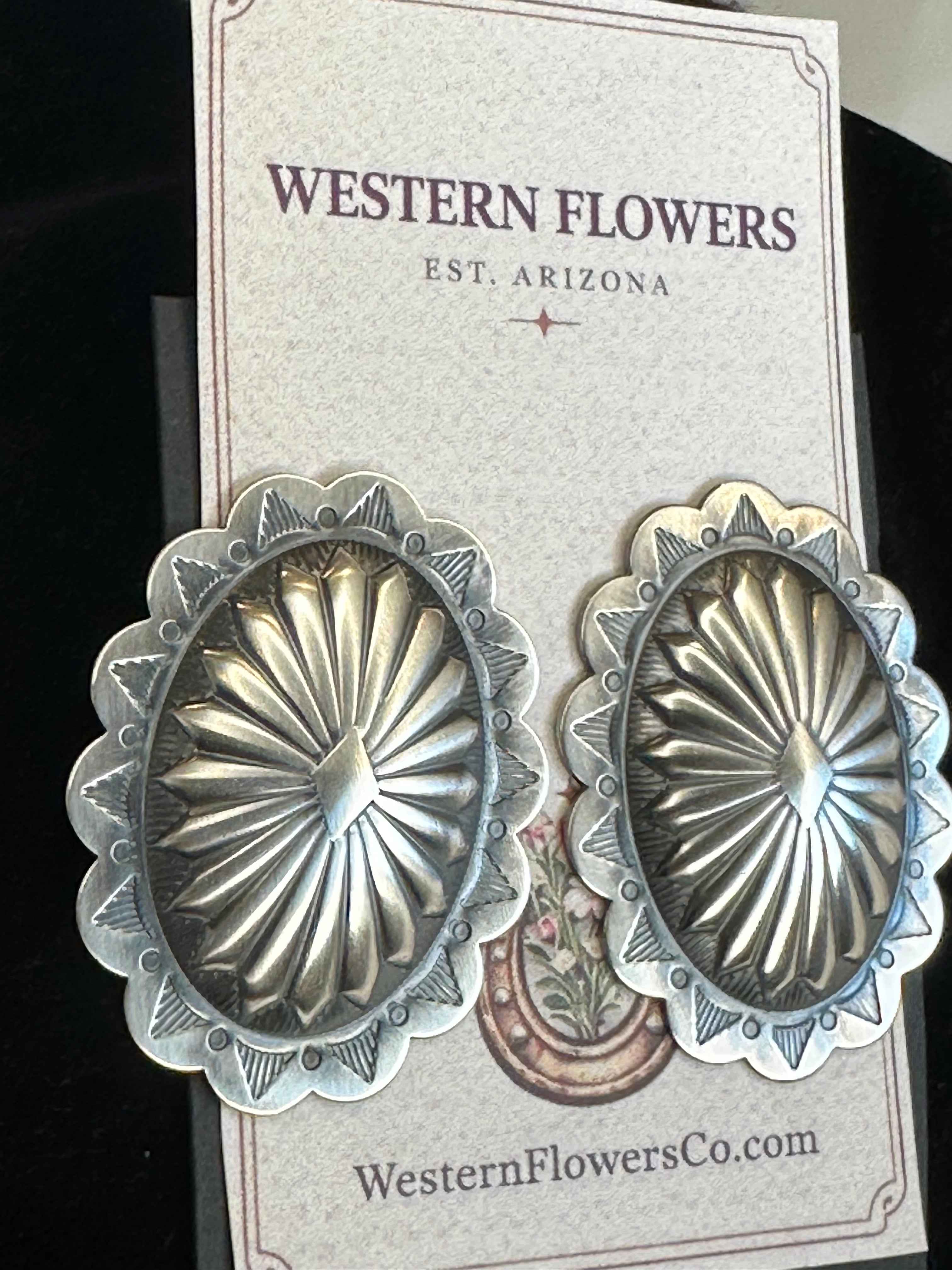 Navajo Sterling Silver Concho Post Earrings