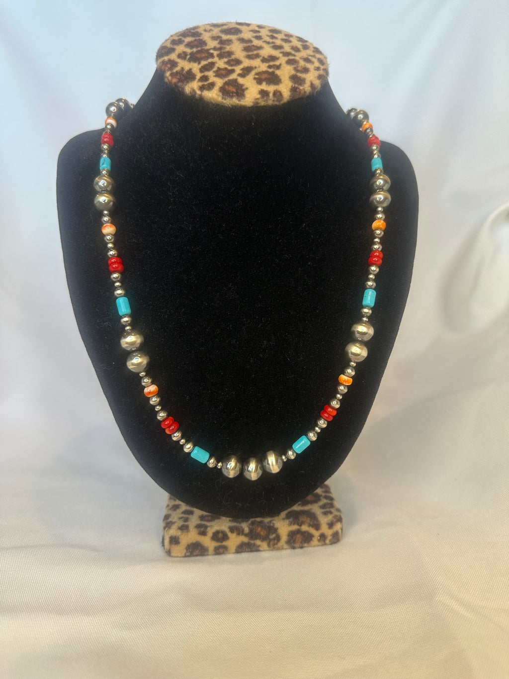 Navajo Multi-Stone Desert Pearl Necklace - Turquoise, Coral & Spiny Oyster