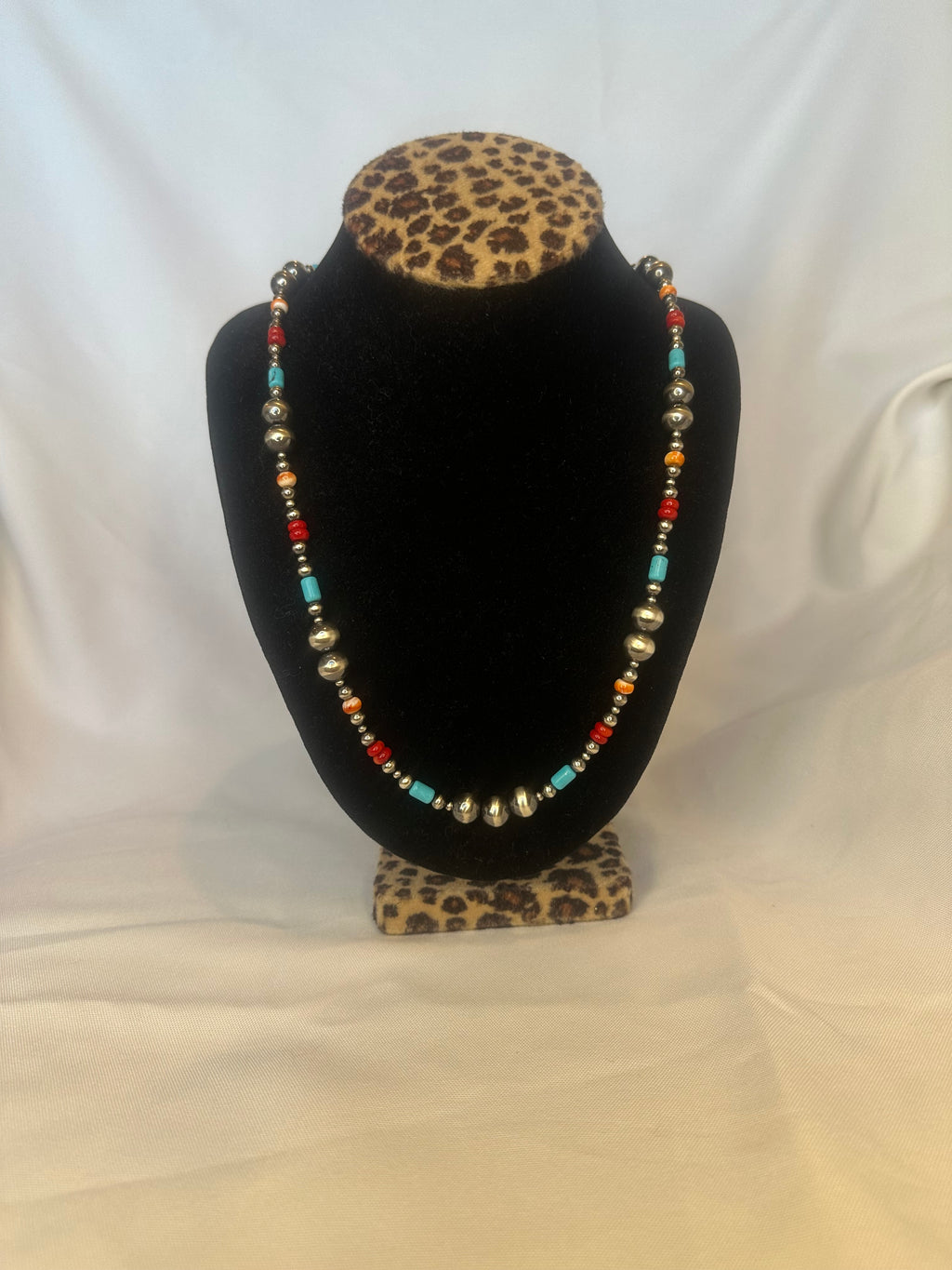 Navajo Multi-Stone Desert Pearl Necklace - Turquoise, Coral & Spiny Oyster