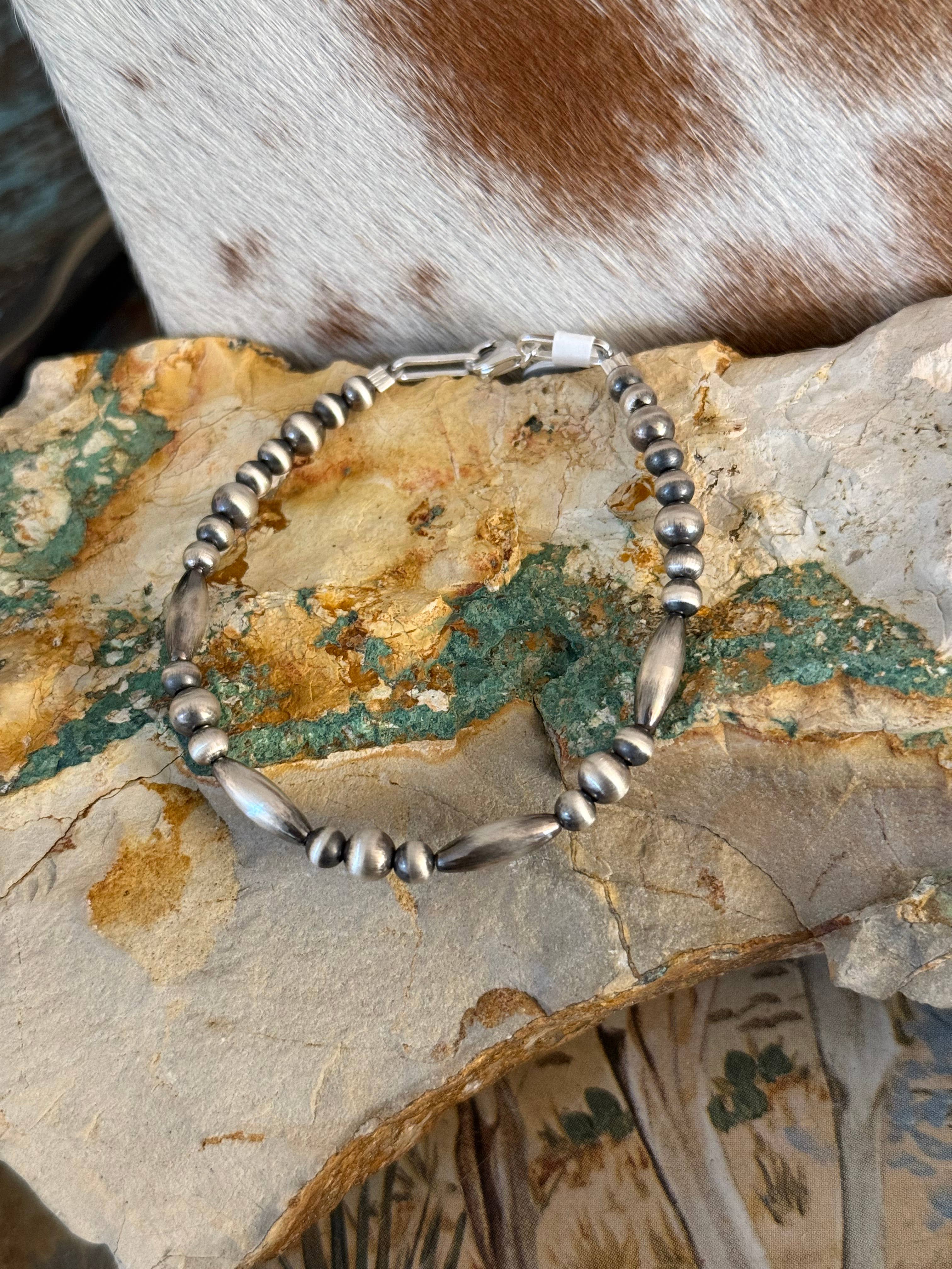 Sterling Silver Desert Pearl & Torpedo Bead Bracelet