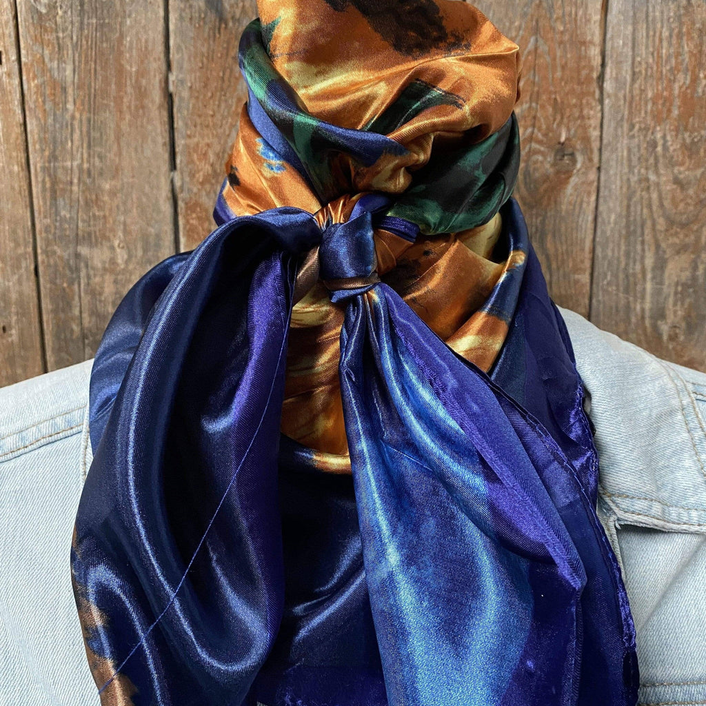 Blue Painted Sunflowers Wild Rag / Scarf 35X35"