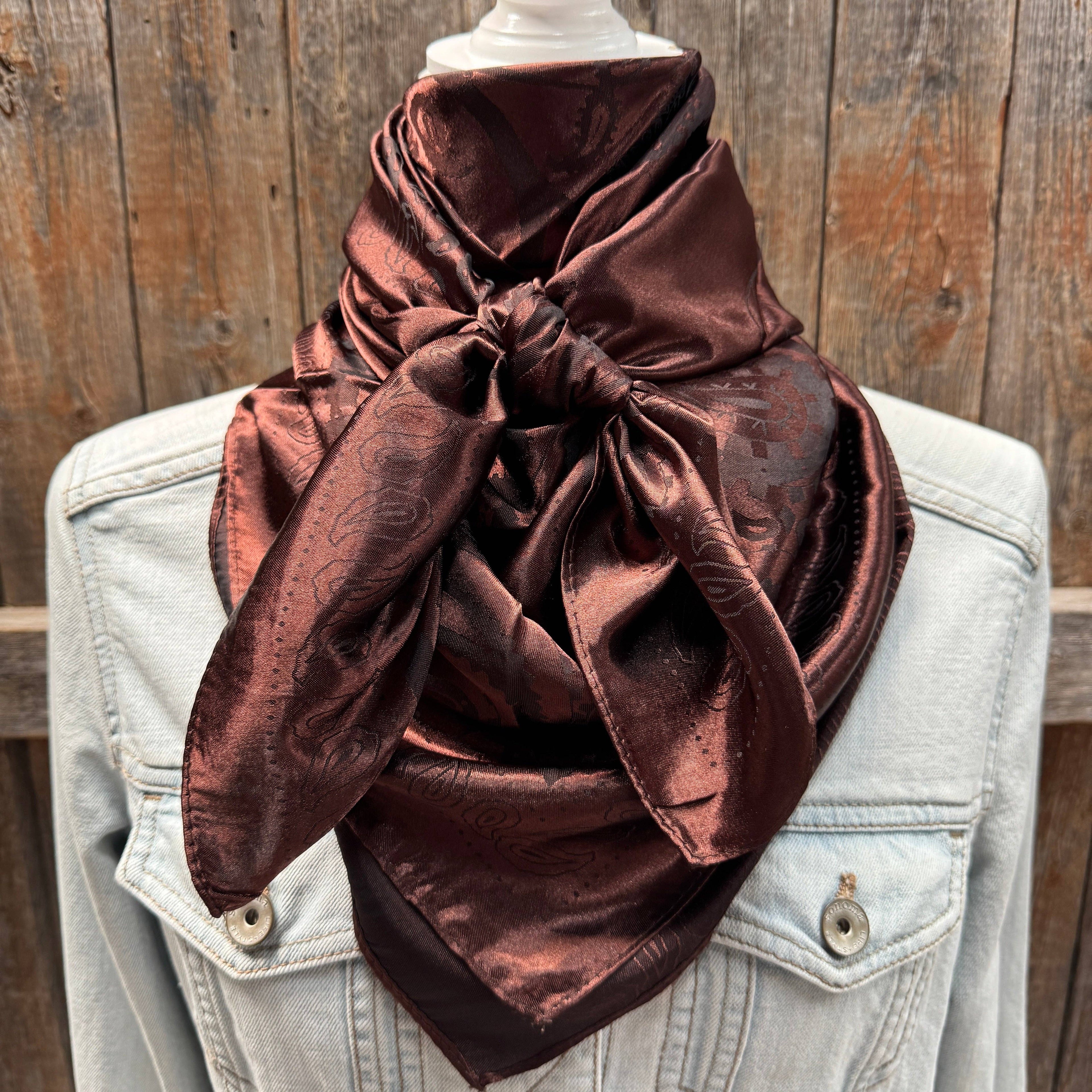 Brown Jacquard Wild Rag / Scarf 35X35"