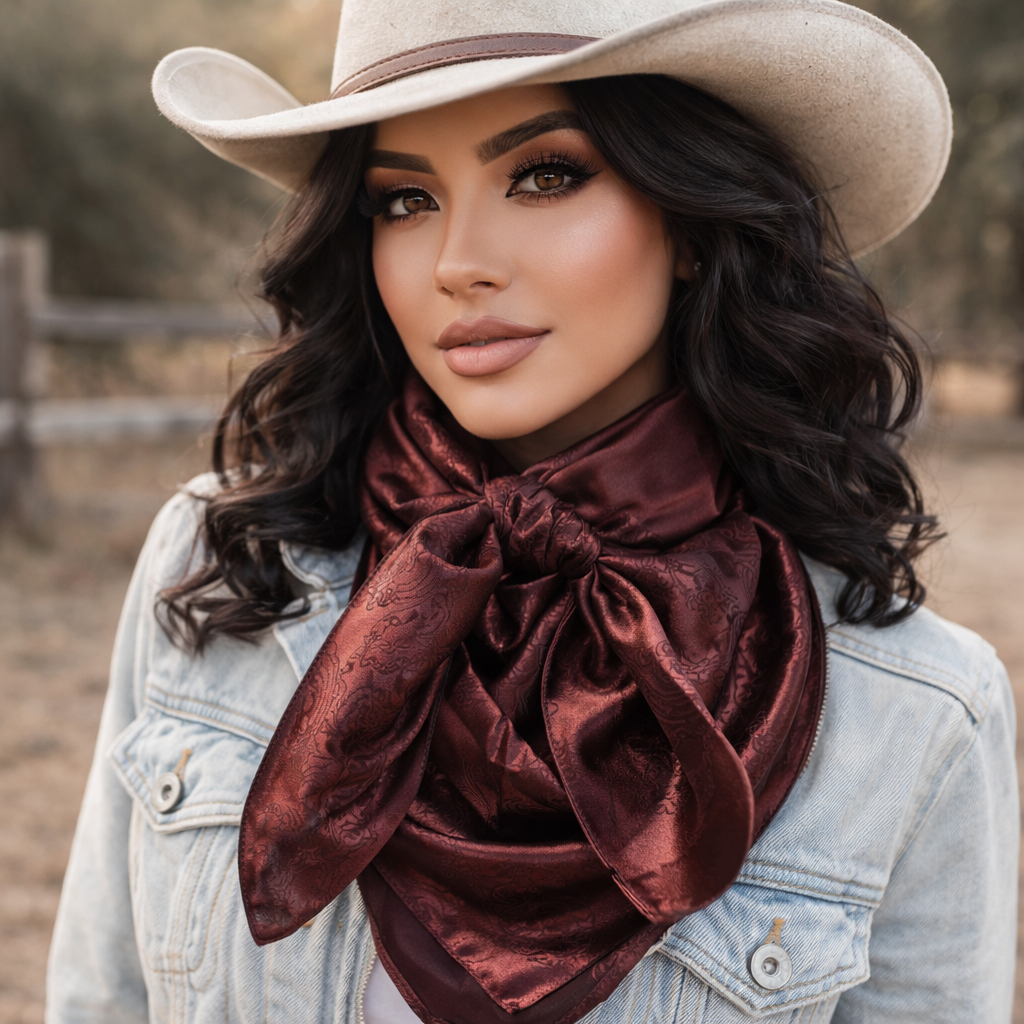 Brown Jacquard Wild Rag / Scarf 35X35"
